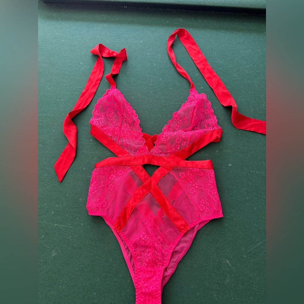 Victoria’s Secret Elegant Red Lace Bodysuit
